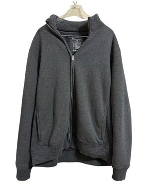 Gap Mens Grey full Zip Up Ribbed Mock Neck Pullover Cotton Blend Size XL